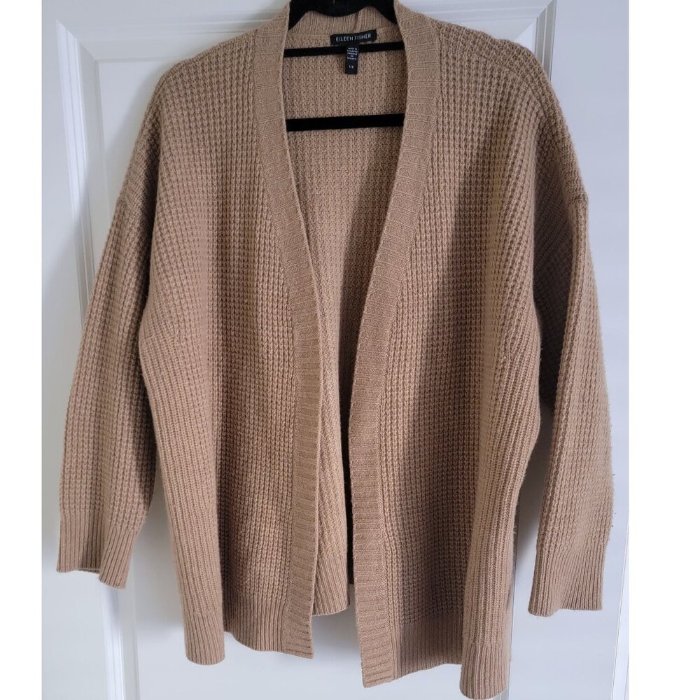 Eileen Fisher Honey Recycled Cashmere V-Neck Cardigan Large